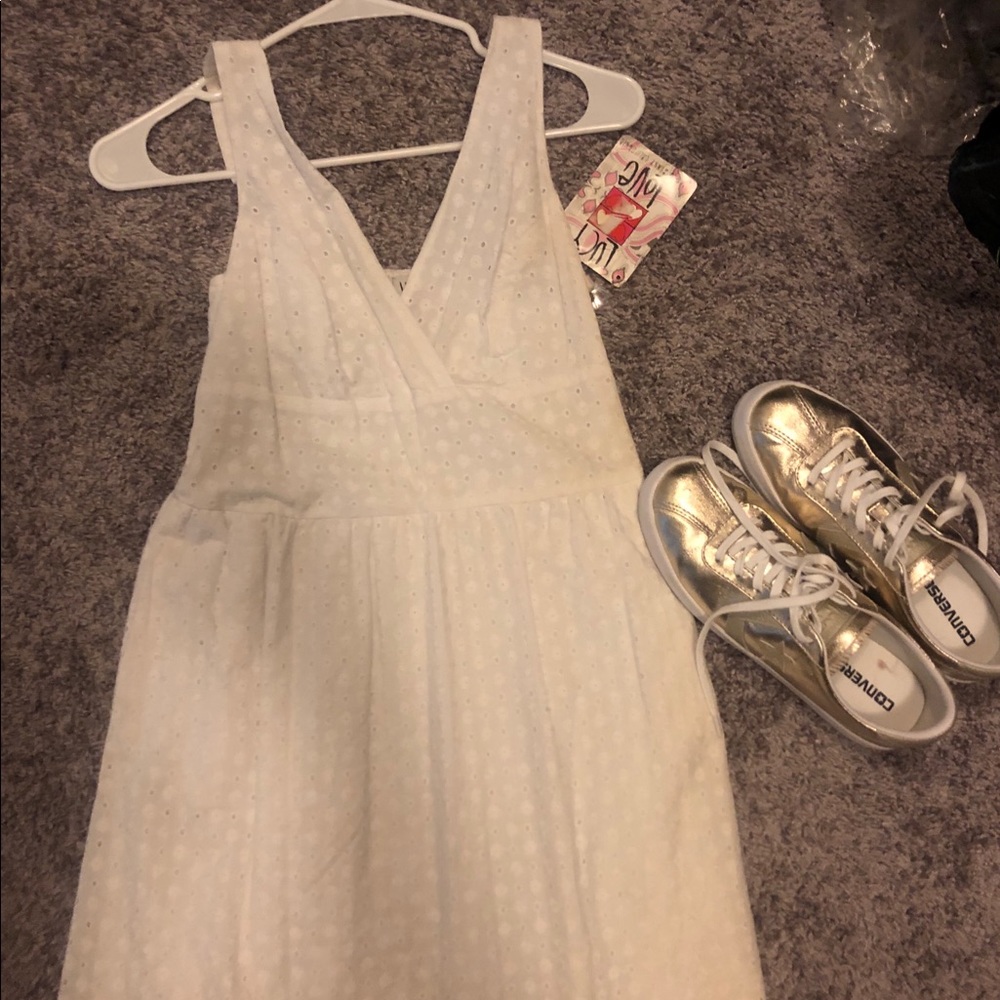 Eyelet mini dress